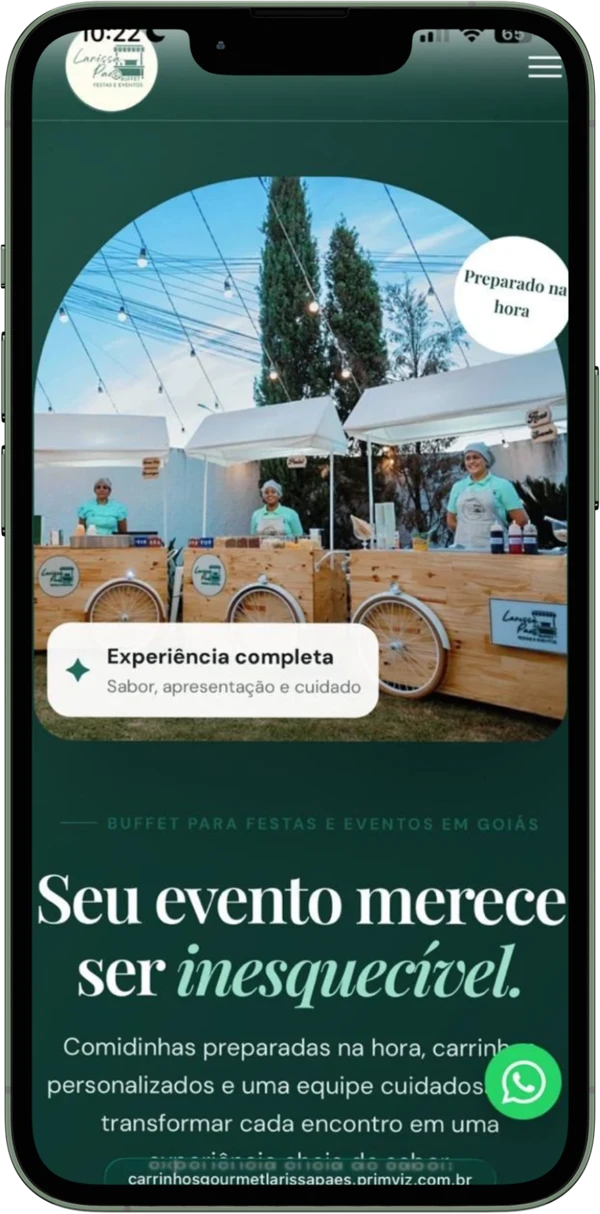 Página personalizada da Carrinhos Gourmet Larissa Paes